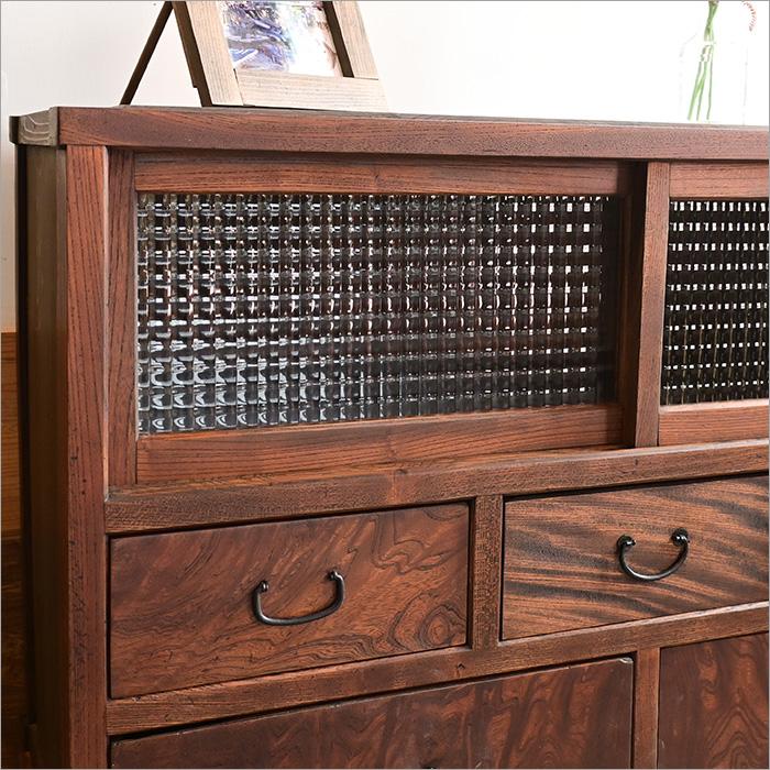 明治末期〜大正期 和箪笥リメイクチェスト ケヤキ無垢材 モザイク