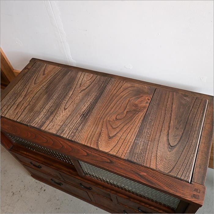 明治末期〜大正期 和箪笥リメイクチェスト ケヤキ無垢材 モザイク