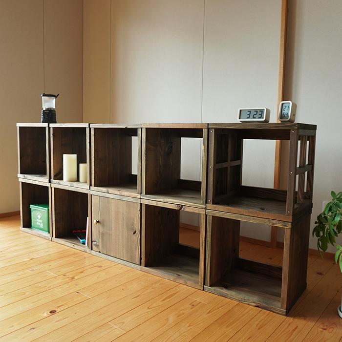 古材 キューブボックス 扉付き 単品 本棚 ラック 棚 木製 古材 キューブボックス 扉付き 単品 本棚 ラック 棚 木製