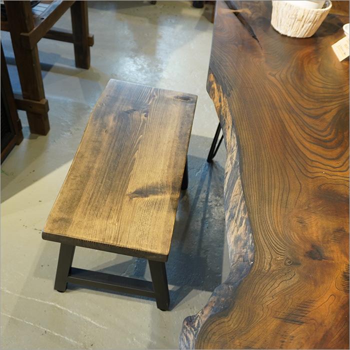 日本製 古材のベンチ 木製 スツール 2人掛け おしゃれ 椅子 アイアン