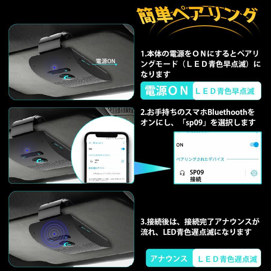 ハンズフリーキット ハンズフリー bluetooth 車 iPhone usb 携帯 車載 長時間 通話 スマホ ワイヤレス｜wakamatsu-store｜04