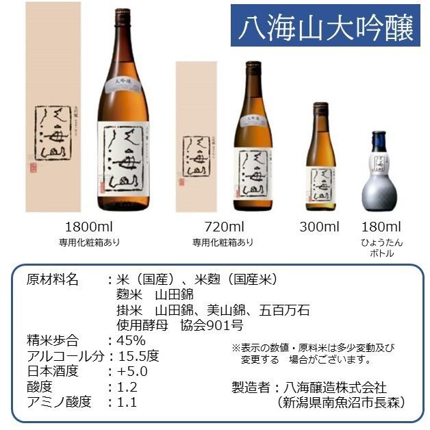八海山 大吟醸 180ml ひょうたんボトル 日本酒 : 雪国の酒屋