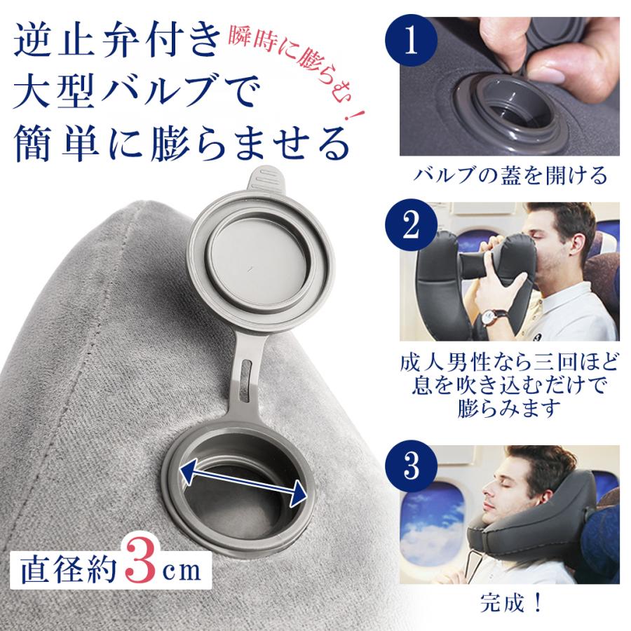 ネックピロー H型 飛行機 車 首が痛 旅行 フード付き 空気枕 neck