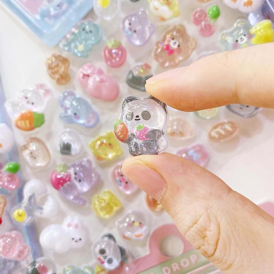 6枚セット」 ぷくぷくシール 3dシール 手帳用 可愛い 立体 ポキシ 日記