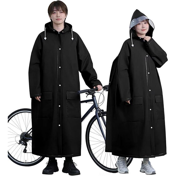 レインコート 二重透明バイザー付き リュック対応 レインウェア 自転車