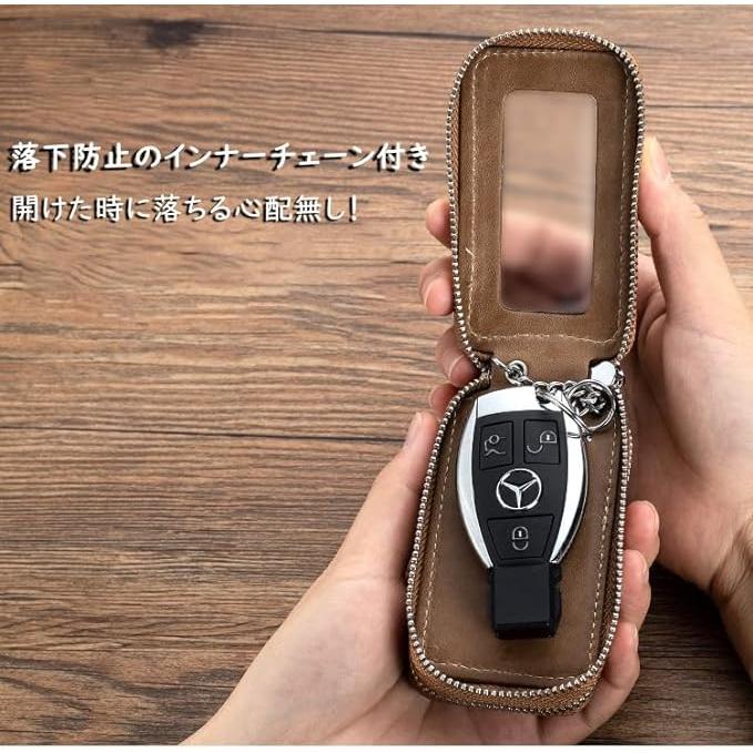 キーケース スマートキー 本革 大容量 ダブルポケット ダブル