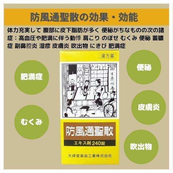 最大10％お得！ 防風通聖散 エキス錠剤 240錠 約20日分 ４個 防風通聖散 効果 肥満症 むくみ 便秘 肥満 や 高血圧 に伴う 動悸 のぼせ 第２類医薬品 漢方薬｜wakantantragan-honpo｜02