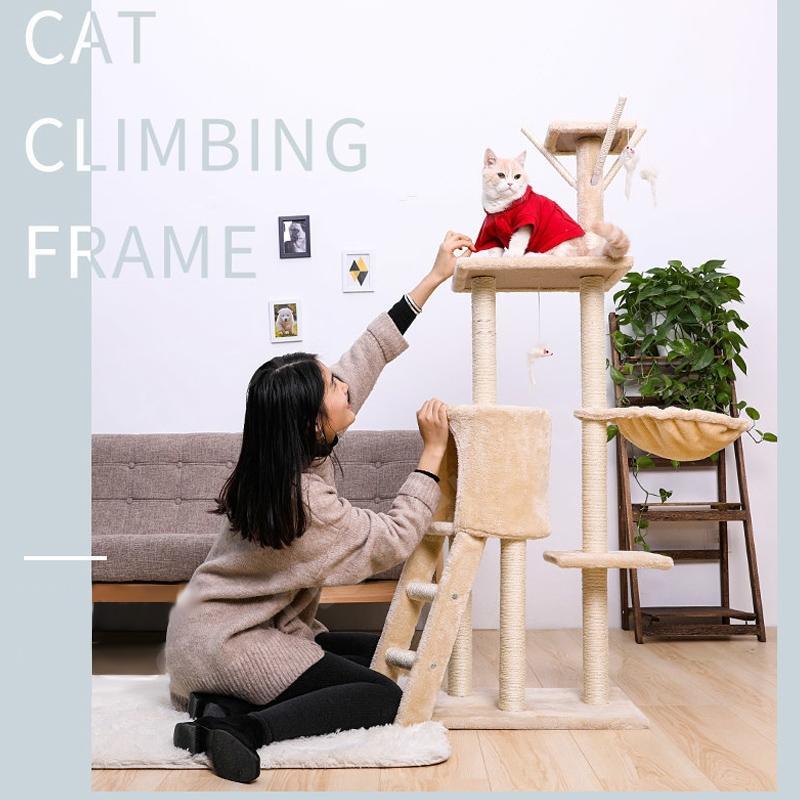 キャットタワー スリム おしゃれ 北欧 据え置き 置き型 安定感 シンプル 大型猫 小型 小型猫 運動不足 おもちゃ 省スペース 組立簡単 運動不足 省スペース