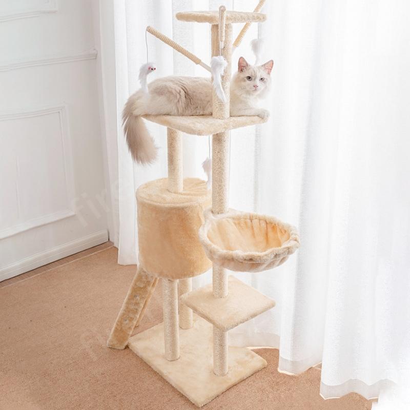 キャットタワー スリム おしゃれ 北欧 据え置き 置き型 安定感 シンプル 大型猫 小型 小型猫 運動不足 おもちゃ 省スペース 組立簡単 運動不足 省スペース