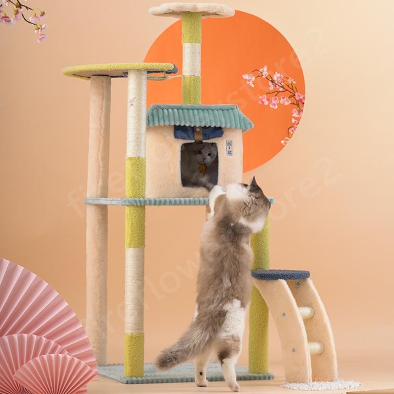 キャットタワー スリム おしゃれ 北欧 据え置き 置き型 安定感 シンプル 大型猫 小型 小型猫 運動不足 和風 おもちゃ 省スペース 組立簡単 運動不足 省スペース