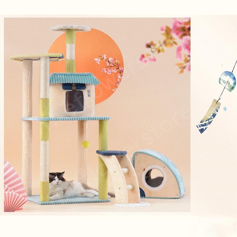 キャットタワー スリム おしゃれ 北欧 据え置き 置き型 安定感 シンプル 大型猫 小型 小型猫 運動不足 和風 おもちゃ 省スペース 組立簡単 運動不足 省スペース