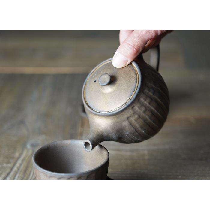 益子焼 コーヒー専用急須（小) ビジュゴールド 【☆茶漉し付き】 茶色