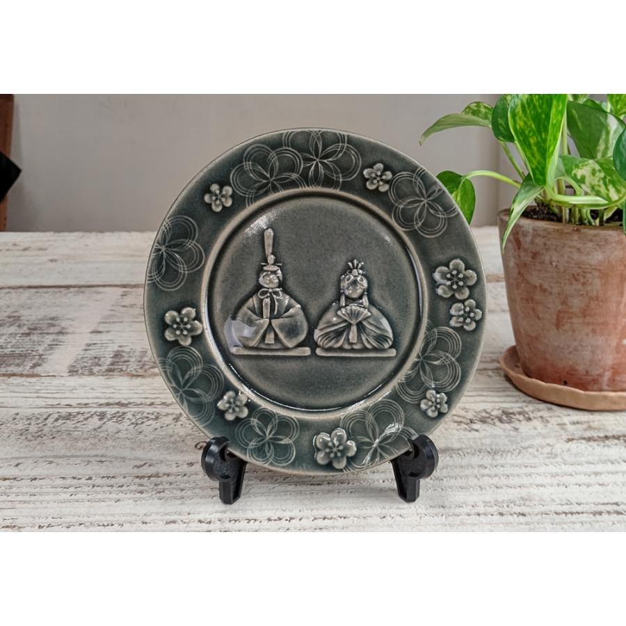 益子焼 ひなまつりのお皿 オーシャン 【スタンド付き】 わかさま陶芸