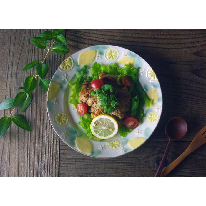 SSDDシリーズ 大きなレモン柄のお皿 益子焼 中皿 プレート 丸皿 Same