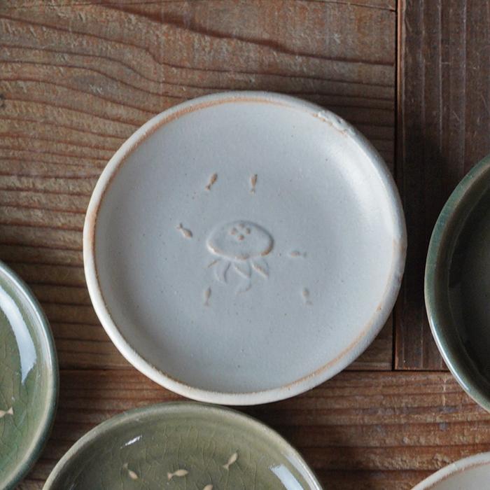 益子焼【海の小皿 / くらげ kinari】 豆皿 醤油皿 デザート皿 海