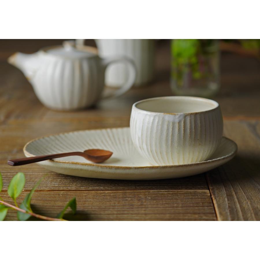 益子焼のカフェセット（かぼちゃカップ＆SEN楕円皿小）kinari カップ
