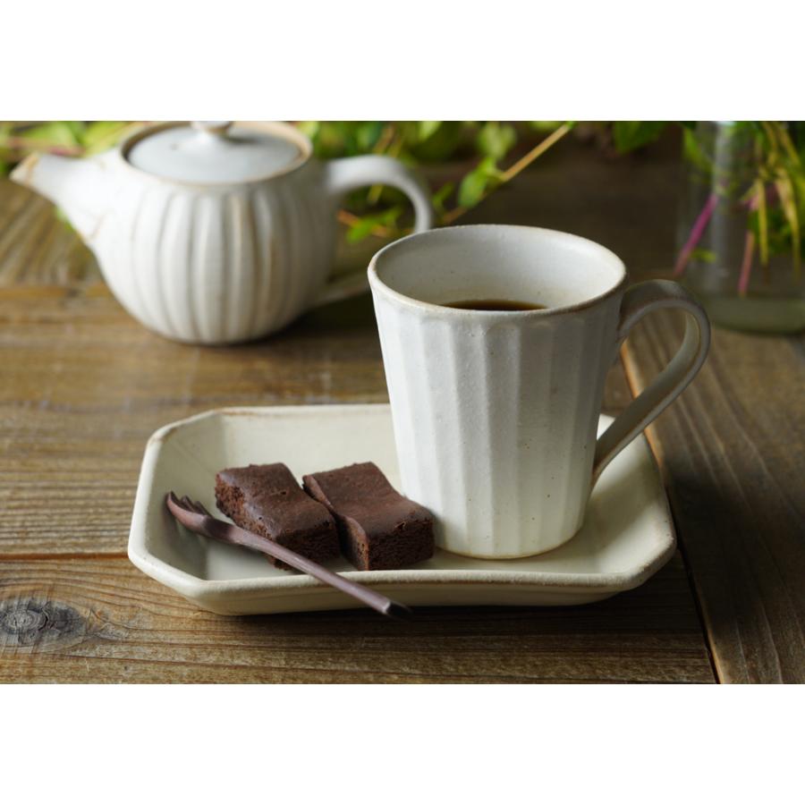 食器セット　ポット　高台カップ&ソーサー　ケーキ皿　アルハンブラ 益子焼のカフェセット（ストレートマグ＆角皿長方形）kinari カップ