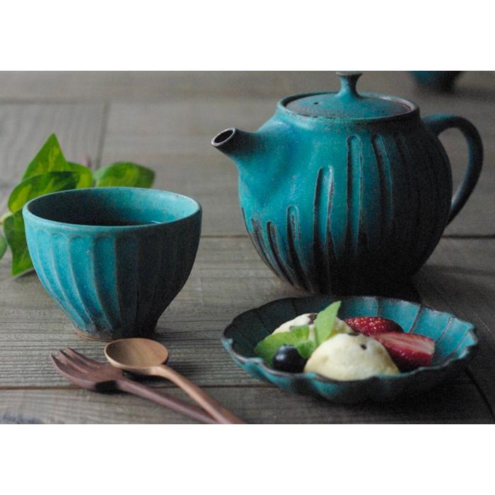 シャビーターコイズ リンカ（小） 益子焼 北欧風 ターコイズブルー