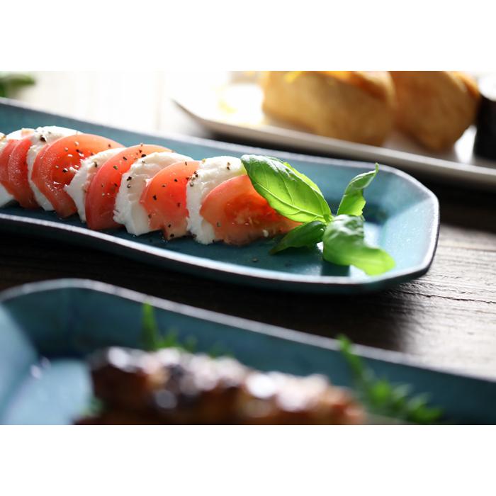 益子焼 長皿 シャビーターコイズ 長方形 角皿 八角形 ナチュラル