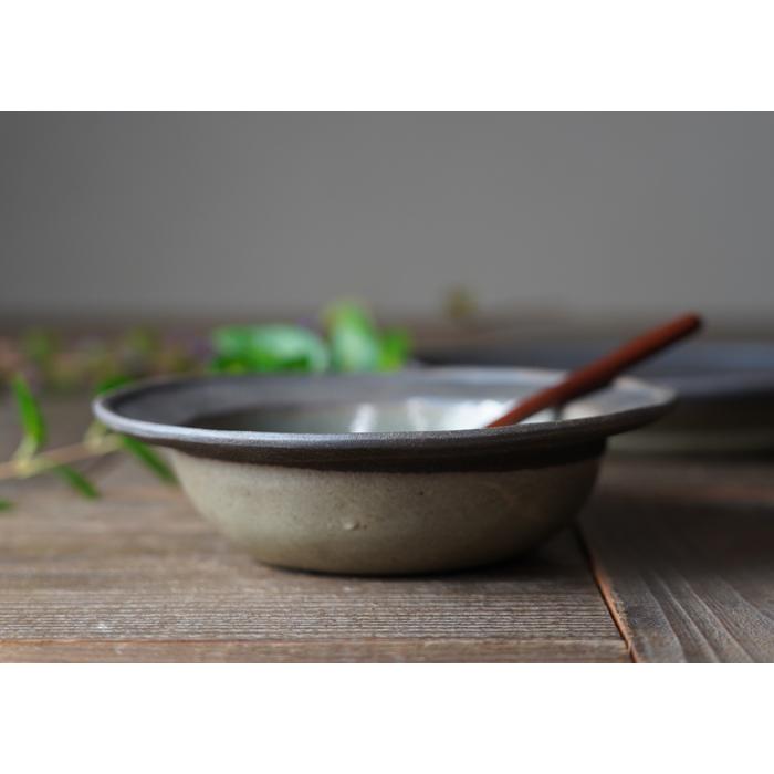 益子焼 炭化灰釉 リム鉢 わかさま陶芸 ボウル 中鉢 スープボウル