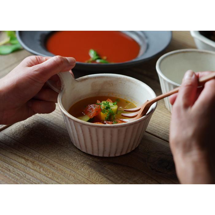 R 益子焼 kinariしのぎスープカップ 益子焼 kinariしのぎスープカップ スタッキング収納 スープマグ