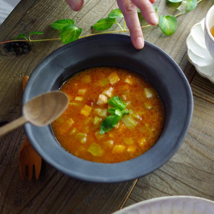 益子焼 リム鉢 ブロンズ黒マット わかさま陶芸 やさしい器シリーズ