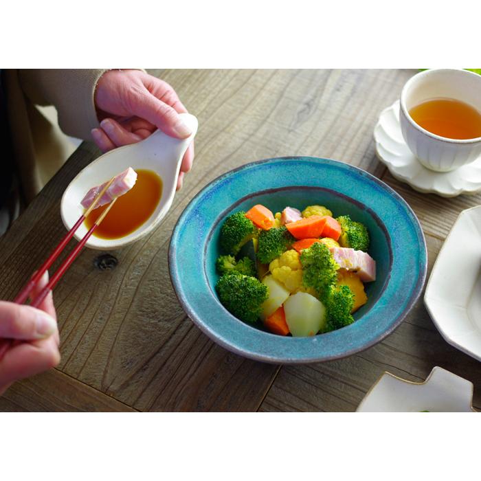 益子焼 リム鉢 シャビーターコイズ わかさま陶芸 やさしい器シリーズ