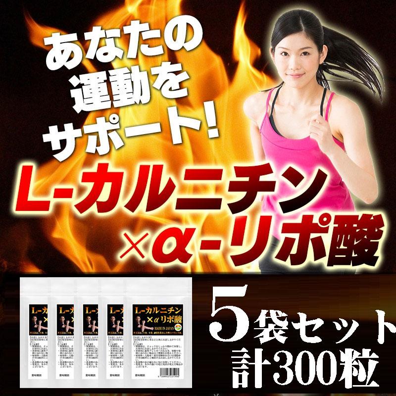 L-カルニチン αリポ酸 サプリ 5袋セット計300粒 約5か月分 燃焼系