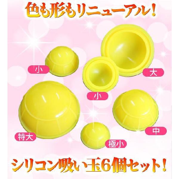 カッピング 簡易吸い玉6個セット 大中小5種類の大きさ シリコン製 3色