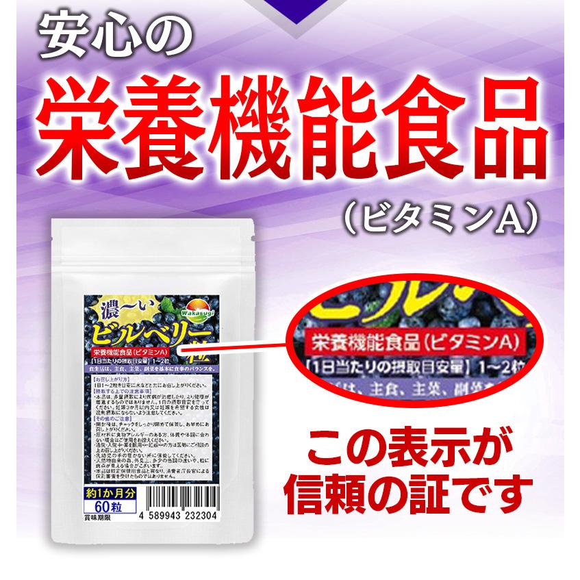 ビルベリー サプリ 濃ーいビルベリー粒 60粒 2袋セット 計120粒 約2か 