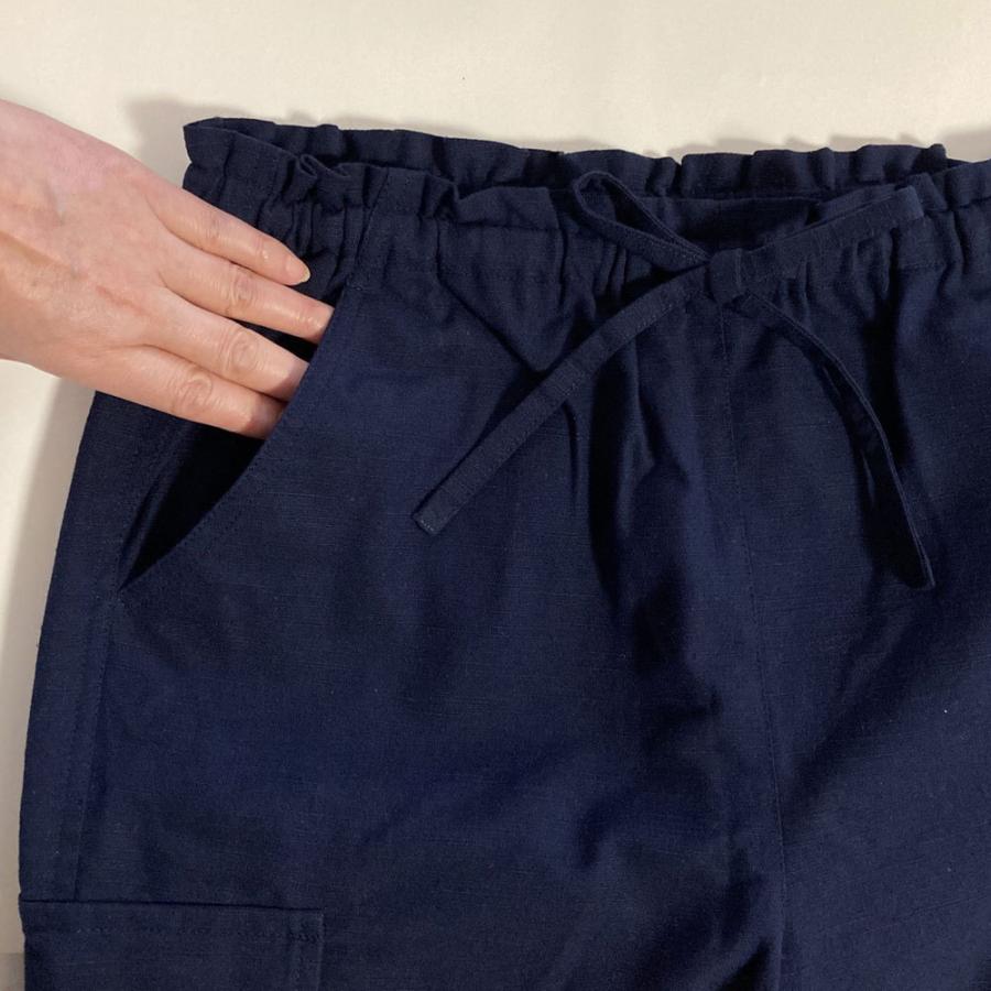 久留米織りカーゴパンツ Lサイズ レディース パンツ 民芸 工芸 紺