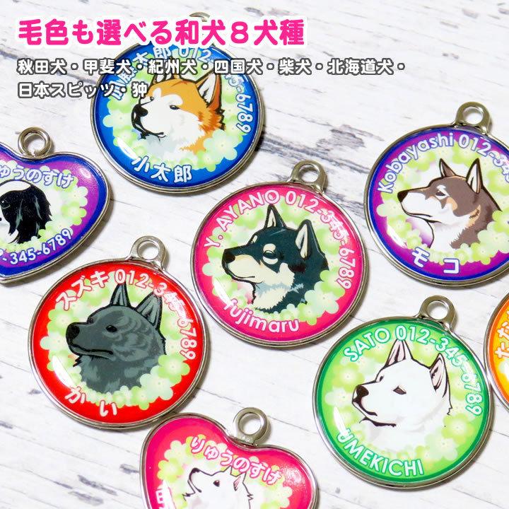 迷子札 和犬と花丸 梅 秋田犬 甲斐犬 紀州犬 四国犬 柴犬 北海道犬 狆 日本スピッツ グッズ 雑貨 黒柴 白柴 うめ Mf M0009 和犬三昧yahoo店 通販 Yahoo ショッピング