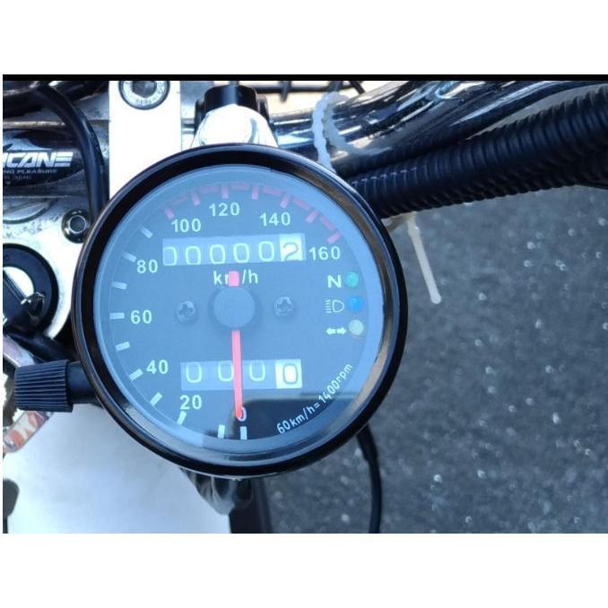 新品 機械式 バイク ミニ スピードメーター 140km/h 65mm トリップ付