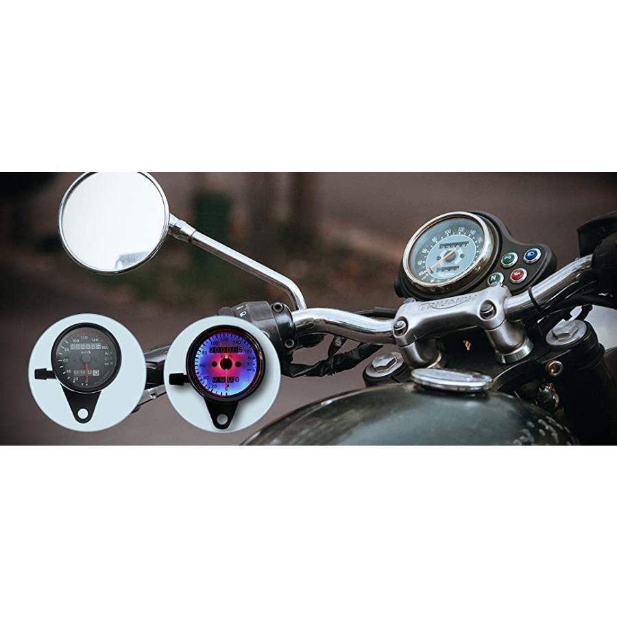 新品 機械式 バイク ミニ スピードメーター 140km/h 65mm トリップ付