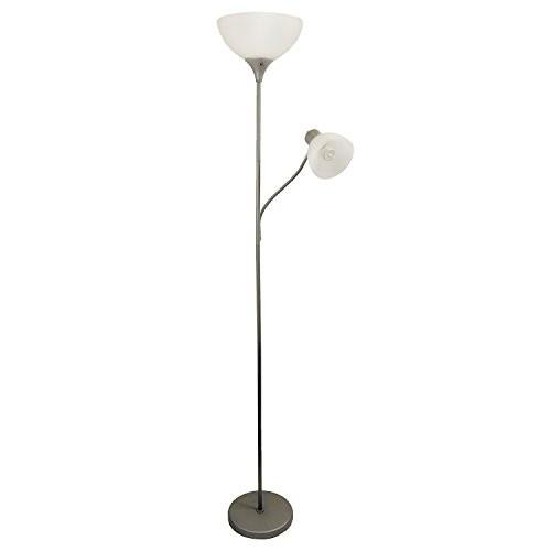 Simple Designs LF2000-SLV Floor Lamp with Reading Light， Silver by All The Rages