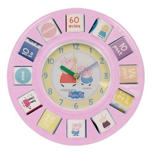 Peppa the Pig Time Teaching Clock Rotating Blocks Wall Bedside Clock by Genuine Peppa! ゲーム、おもちゃ-その他おもちゃ