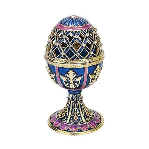 Design Toscano Jeweled Trellis Faberge-Style Enameled Egg Collection: Bleue