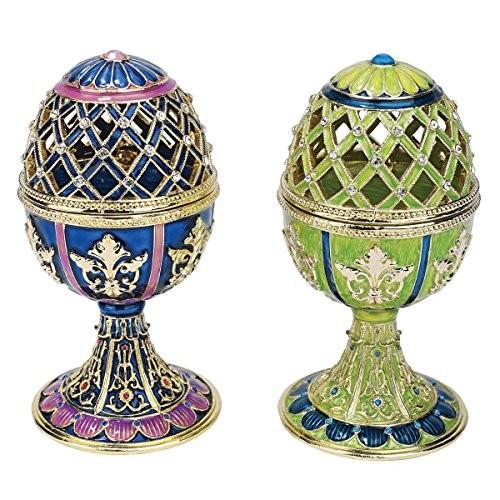 Design Toscano Jeweled Trellis Faberge-Style Enameled Egg Collection: Set of Two