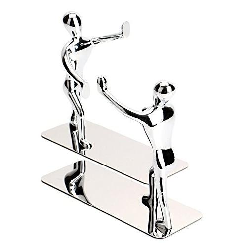 Fasmov Heavy DutyステンレススチールManブックエンドNonskidブックエンドアートBookend、1ペア_2