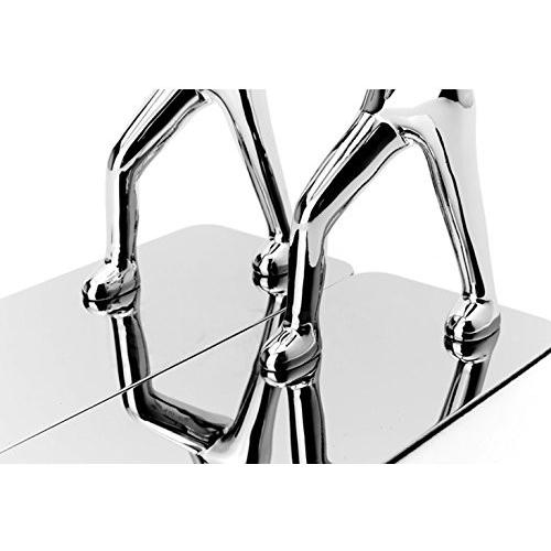 Fasmov Heavy DutyステンレススチールManブックエンドNonskidブックエンドアートBookend、1ペア_3