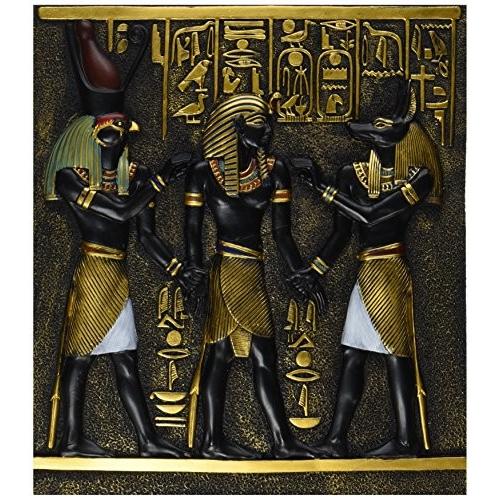 Rameses I Between Horus and Anubis Wall Frieze in Faux Ebony and Gold