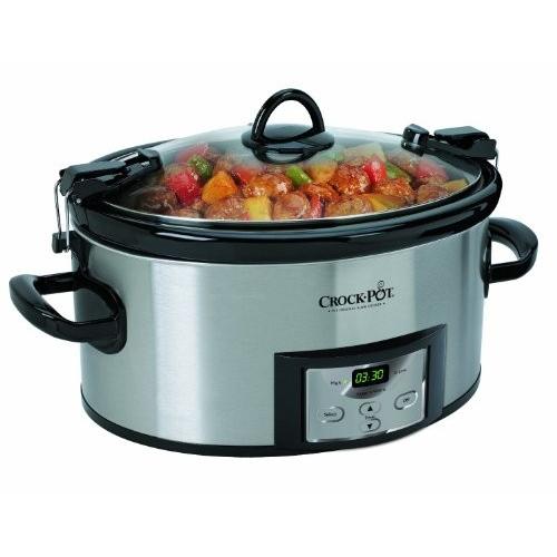 電気料理鍋 Crock-Pot SCCPVL610-S 6-Quart Programmable Cook & Carry Oval Slow Cooker, Stainless　ス