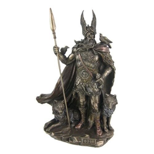 (Bronze) - 25cm Norse God - Odin Cold Cast Bronze Sculpture Figurine