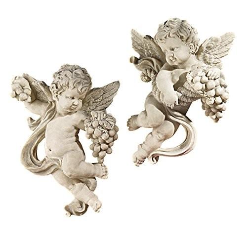 収穫を喜ぶケルビム（子どもの天使）壁彫刻 彫像/ Design Toscano Cherub Harvest Wall Sculptures， Full