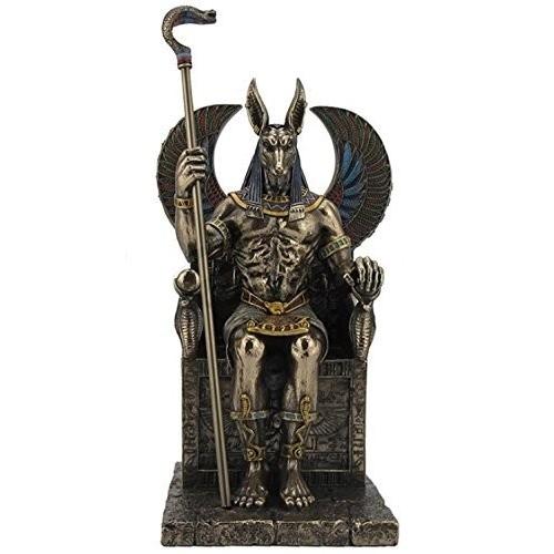 10.5 "エジプト神Anubis on ThroneエジプトDecor Statue Sculpture Figure