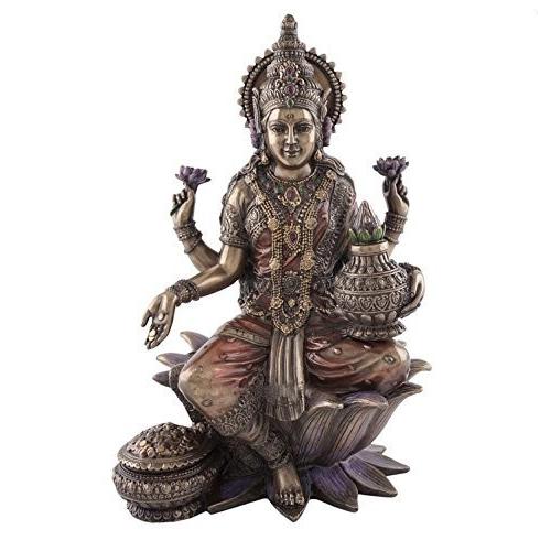 20cm Seated Lakshmi Hindu Goddess Hinduism Statue Sculpture Figure Fortune