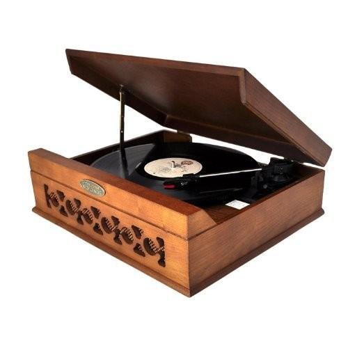 Pyle Vintage Style Phonograph/Turntable With USB-To-PC Connection (Dark Maple) by Pyle