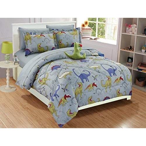 ファンシーリネン Fancy Linen Collection 6 pc Twin size DINOSAUR Grey blue Yellow Kids/Teens Comfor