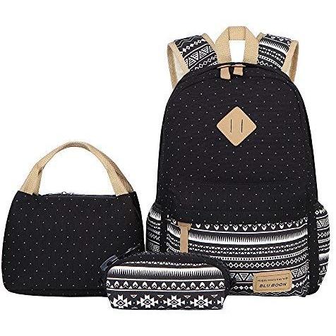 BLUBOON BLUBOON Teens Backpack Set Canvas School Bags， Bookbags 3 in 1