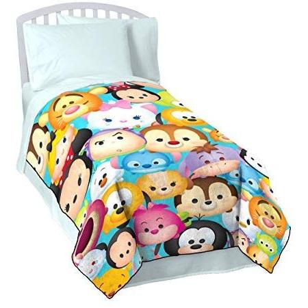 ディズニー Disney Tsum Tsum Mash Up Teal Flannel/Silk Touch 62 x 90 Twin Blanket JF27523BBCD